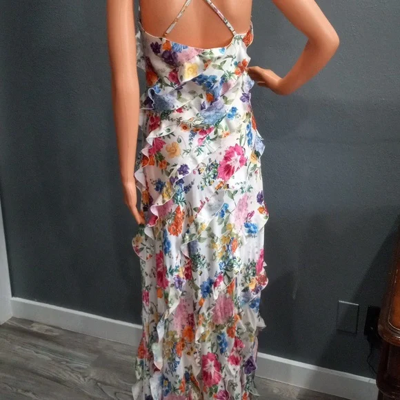 Show Me Your Mumu The  Romance Ruffle Ivory Botanical Floral Maxi Dress Size S - Picture 3 of 15